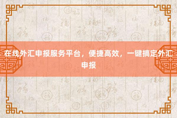 在线外汇申报服务平台，便捷高效，一键搞定外汇申报