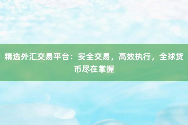 精选外汇交易平台：安全交易，高效执行，全球货币尽在掌握