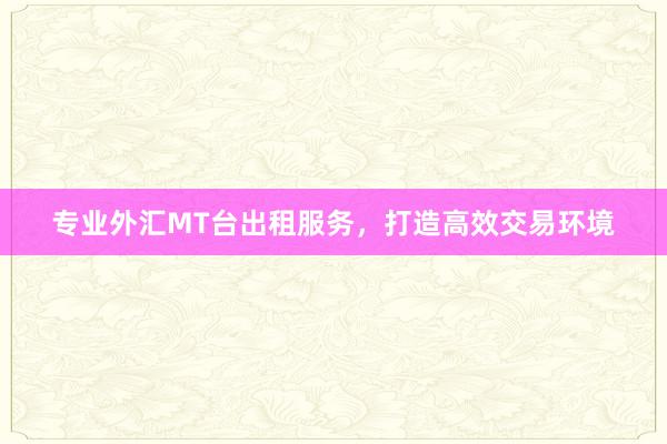 专业外汇MT台出租服务，打造高效交易环境